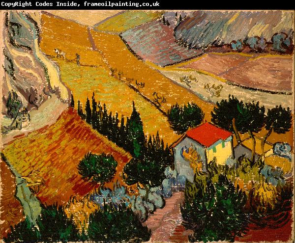 Vincent Van Gogh Landscape with House and Ploughman
